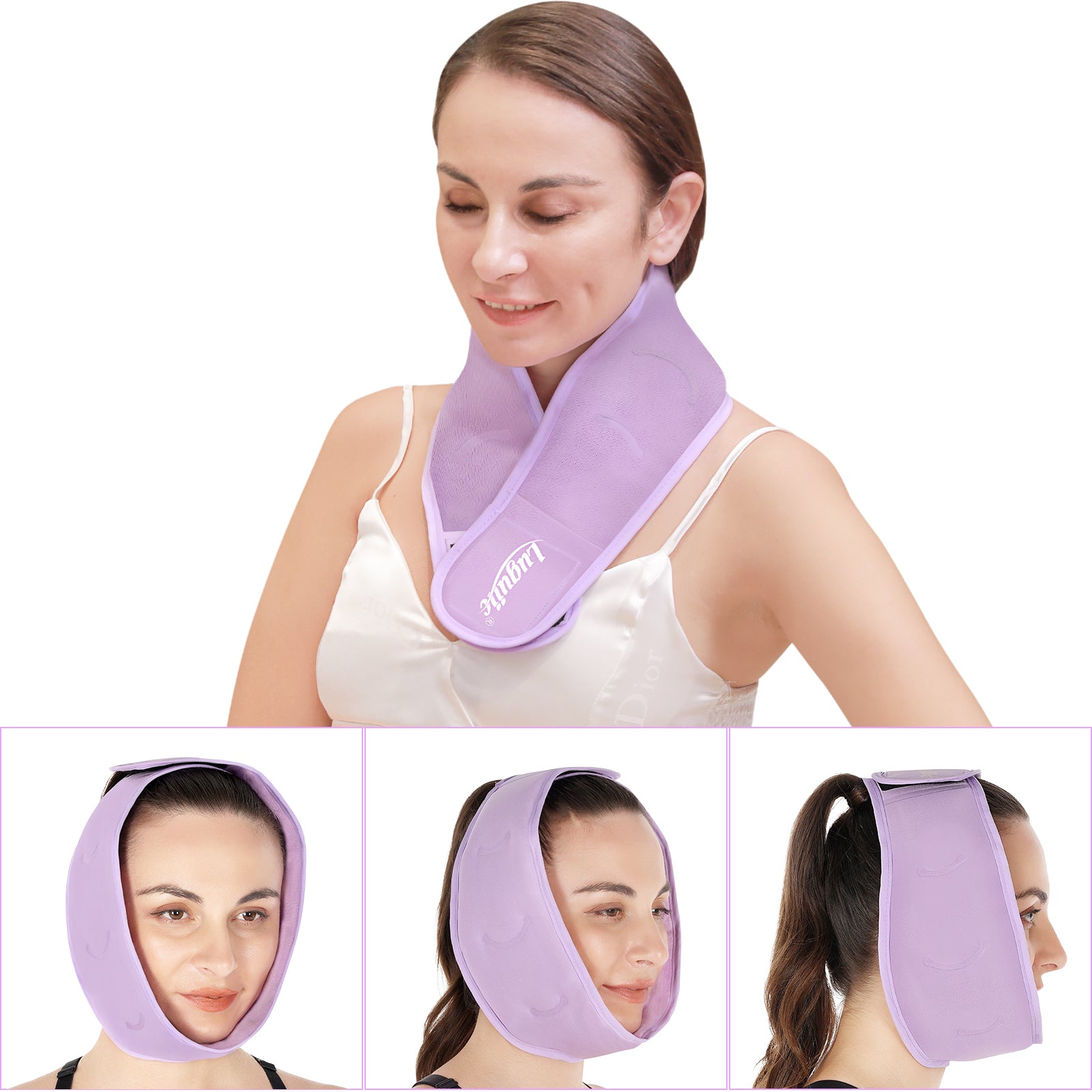 Luguiic Face Ice Pack Adjustable Hot and Cold (Pink)